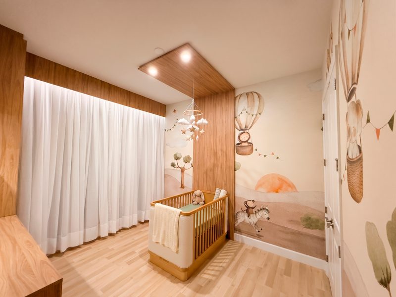 Serene nursery with custom wooden crib