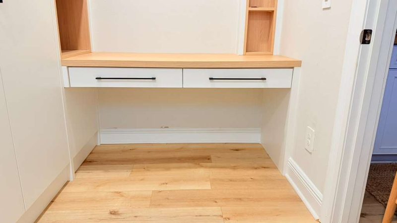 Custom Built-In Desk with Integrated Storage