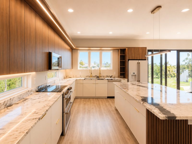 Modern kitchen with two-tone custom cabinetry