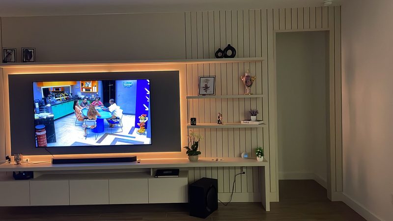 Modern entertainment space with integrated millwork