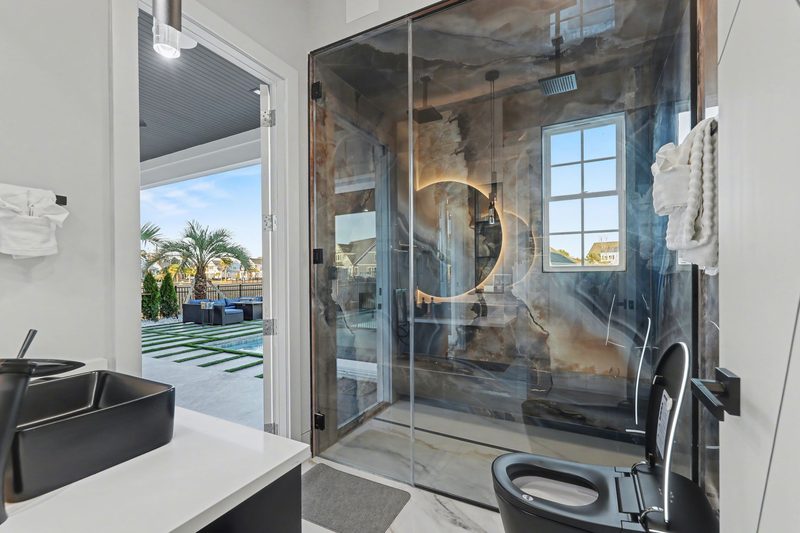 Luxe primary bath with marble elegance