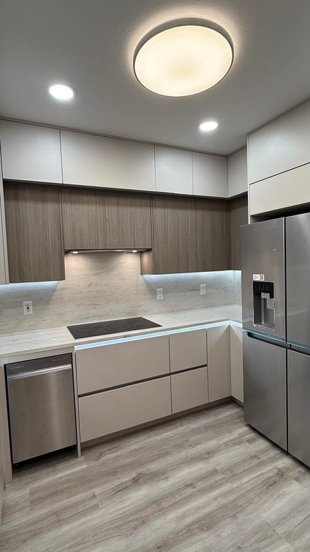 Contemporary kitchen with custom cabinetry