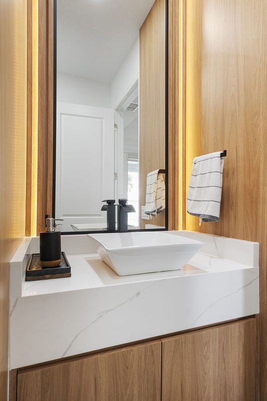 Elegant bathroom with marble vanity