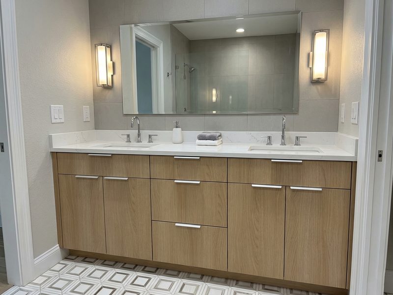 Elegant master bathroom with custom vanity