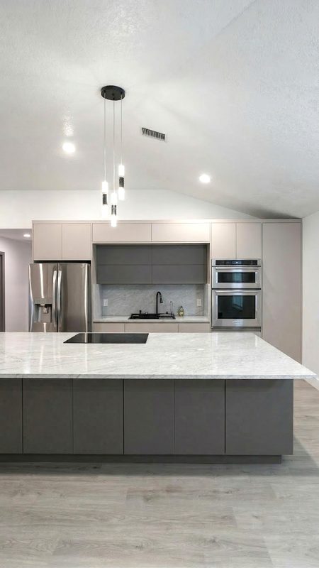 Modern kitchen with custom island cabinetry