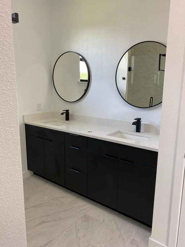 Elegant dual-sink bathroom with custom vanity