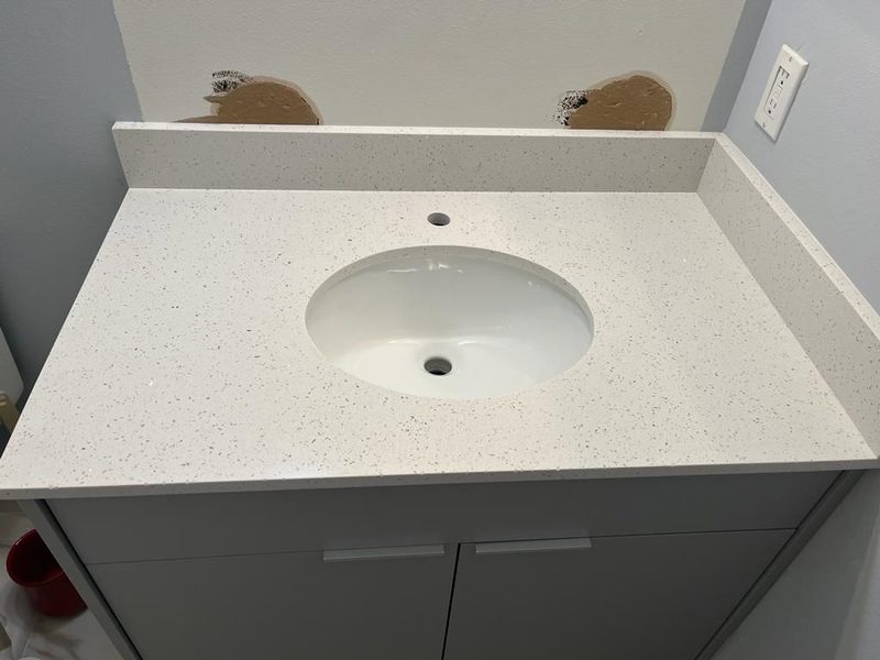 Elegant bathroom with quartz vanity