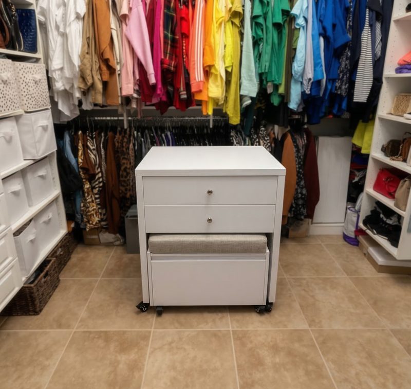 Upscale closet with custom mobile storage