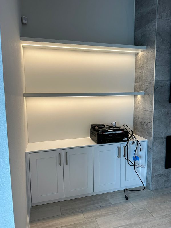 Modern entertainment built-in with ambient lighting
