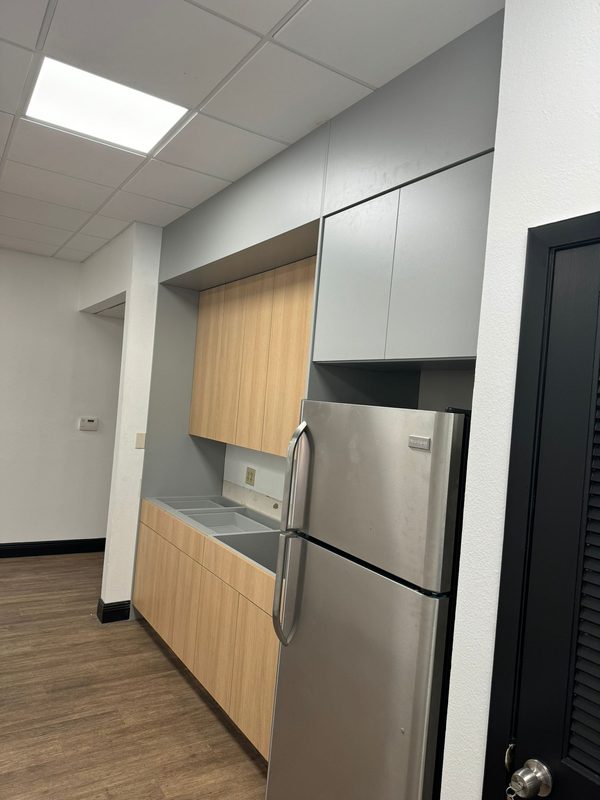 Modern Break Room with Custom Cabinetry