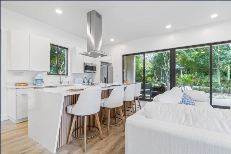 Modern open kitchen with seamless indoor-outdoor living