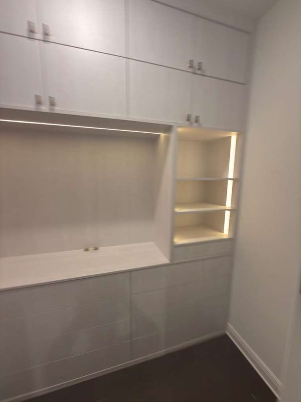 Luxury closet with illuminated built-in storage