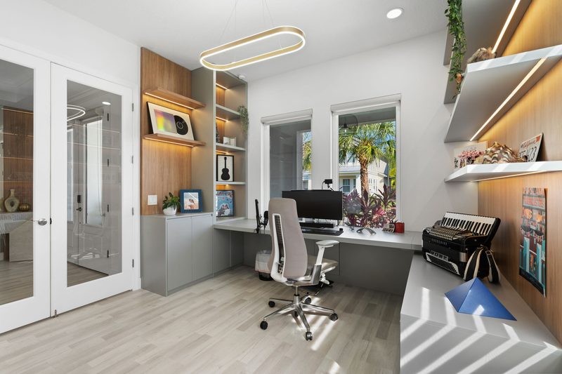 Contemporary Home Office with Custom Millwork