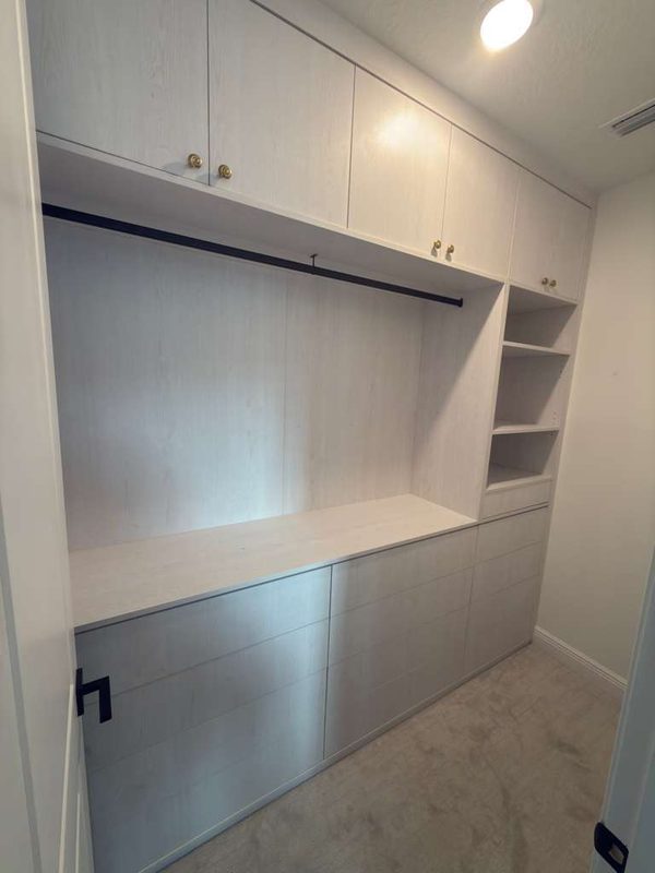 Luxe closet with custom built-in storage