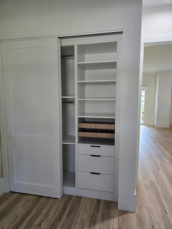 Upscale closet with custom built-in storage