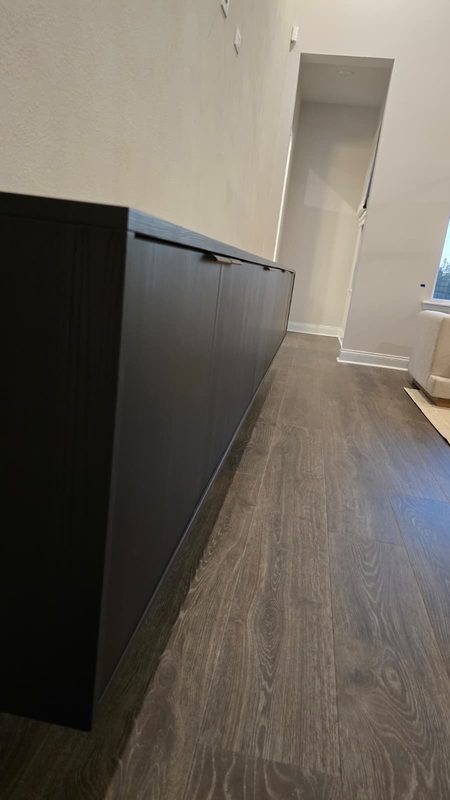Sophisticated entry console with matte black finish