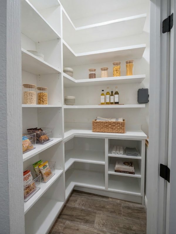 Custom pantry with organized shelving