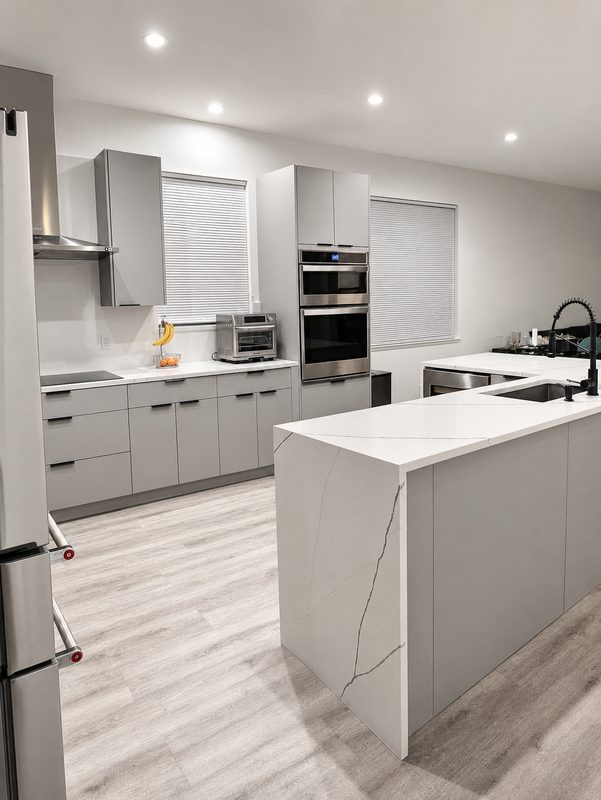 Contemporary Kitchen with Custom White Cabinetry