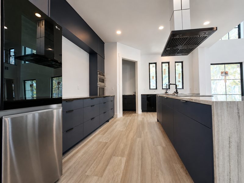 Contemporary Kitchen with Custom Black Cabinetry
