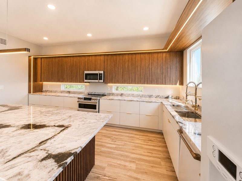 Contemporary Kitchen with Walnut Cabinetry