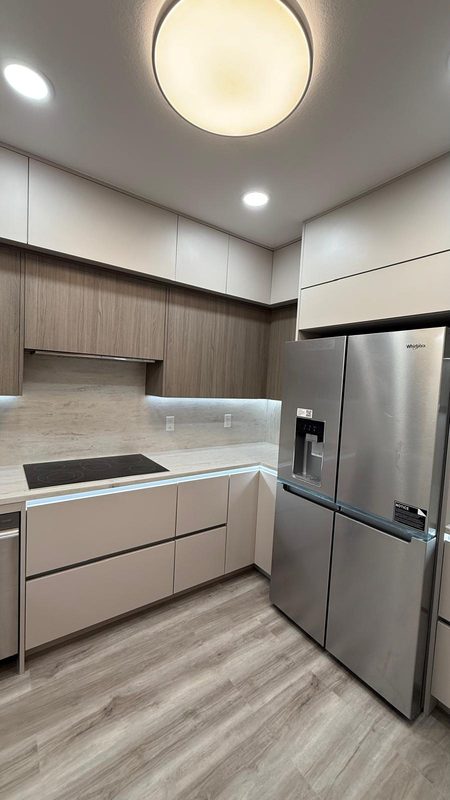 Contemporary kitchen with custom cabinetry