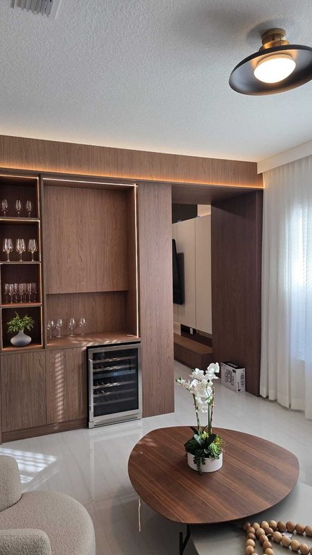 Sophisticated home bar with integrated cabinetry