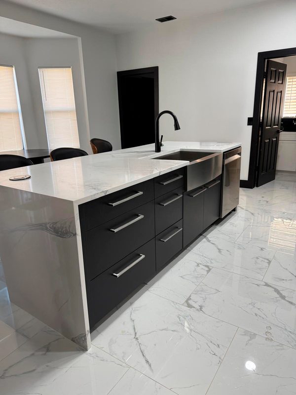 Contemporary Kitchen with Custom Black Cabinetry