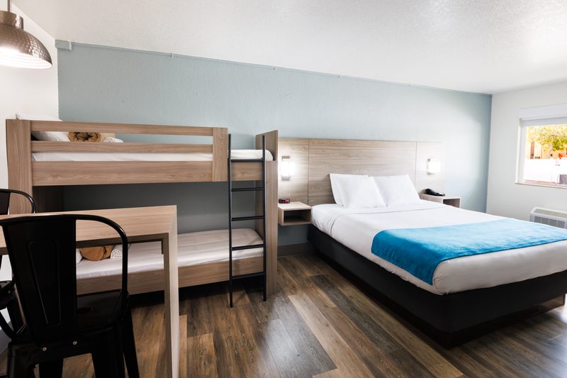 Modern guest bedroom with custom millwork