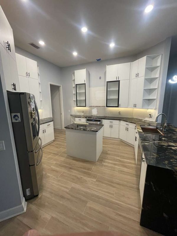 Contemporary Kitchen with Custom White Cabinetry