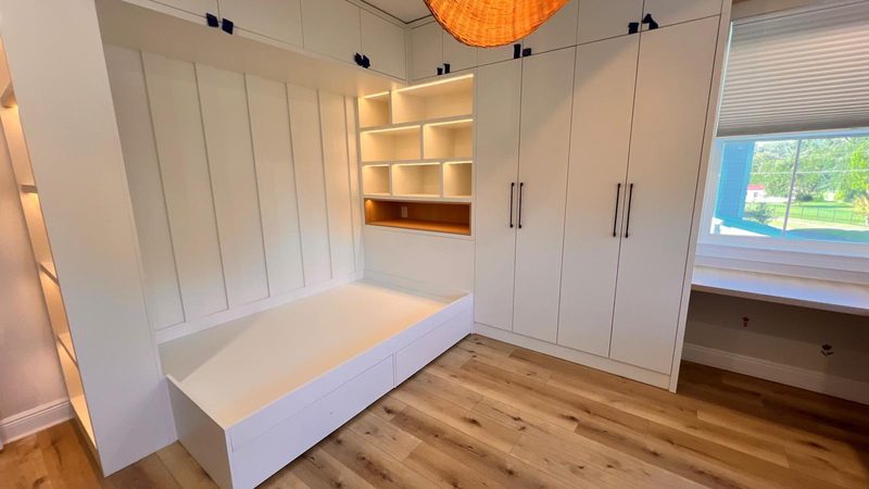 Luxury bedroom with custom built-in cabinetry