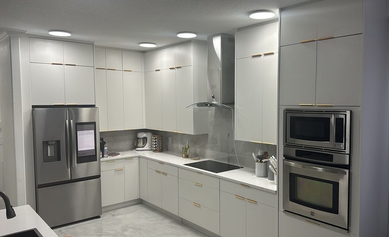 Modern kitchen with custom white cabinetry