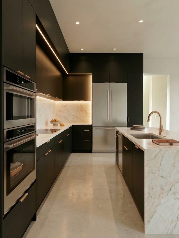 Modern kitchen with integrated accent lighting