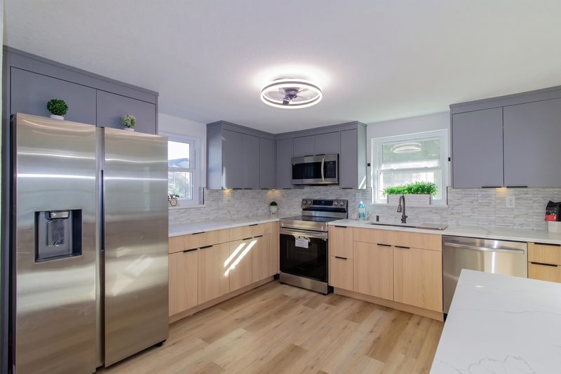 Contemporary kitchen with custom two-tone cabinetry