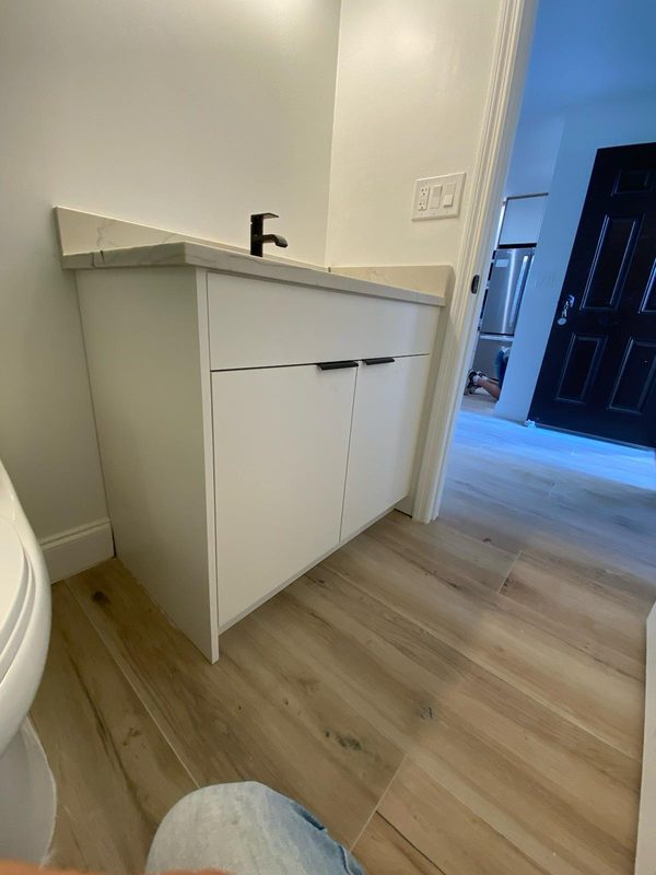 Modern bathroom with custom vanity