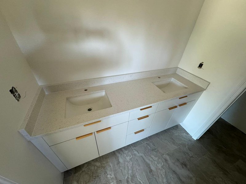 Luxury bathroom with dual vanity countertops
