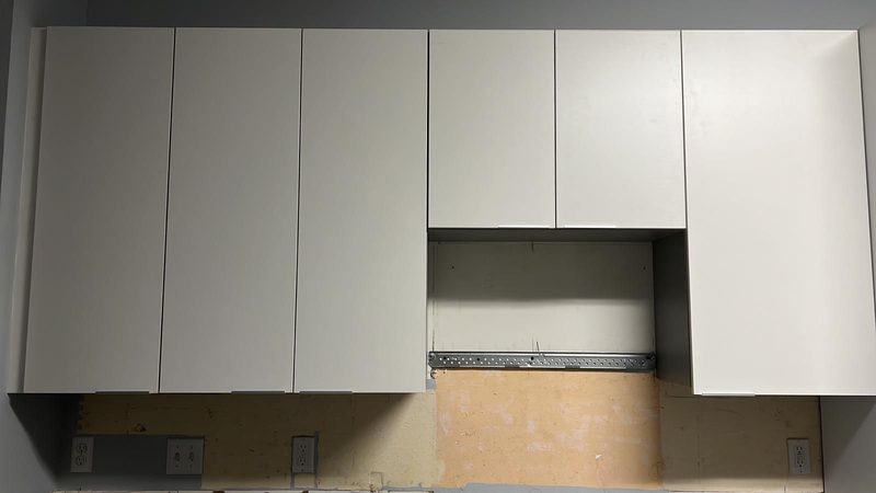 Custom kitchen with integrated upper cabinetry