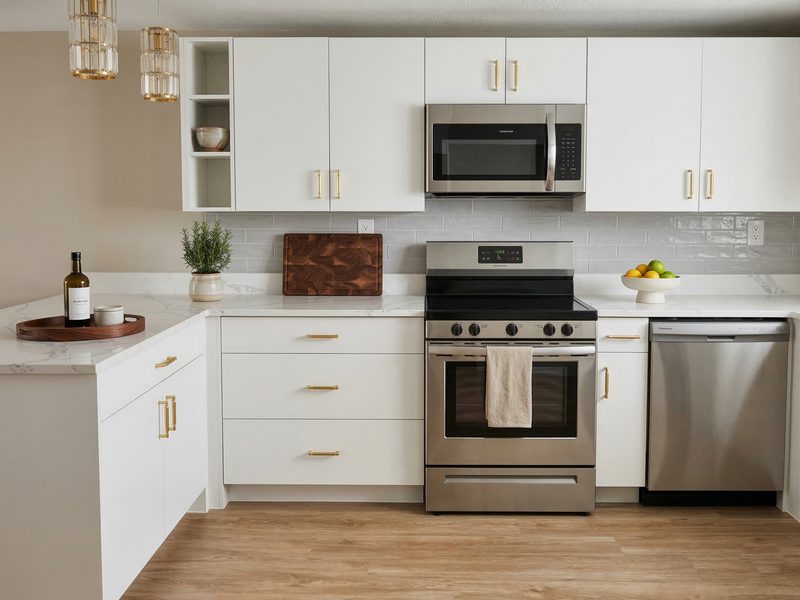 Contemporary Kitchen with Custom White Cabinetry
