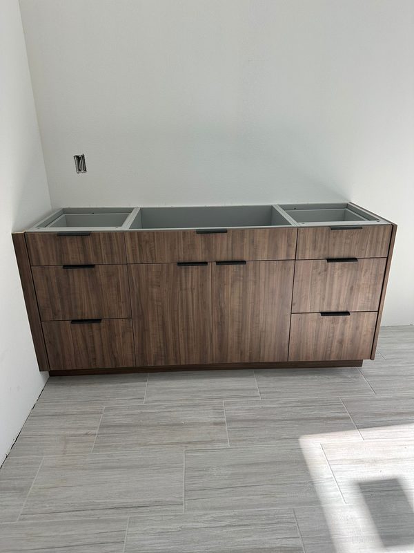 Custom Vanity with Walnut Cabinetry