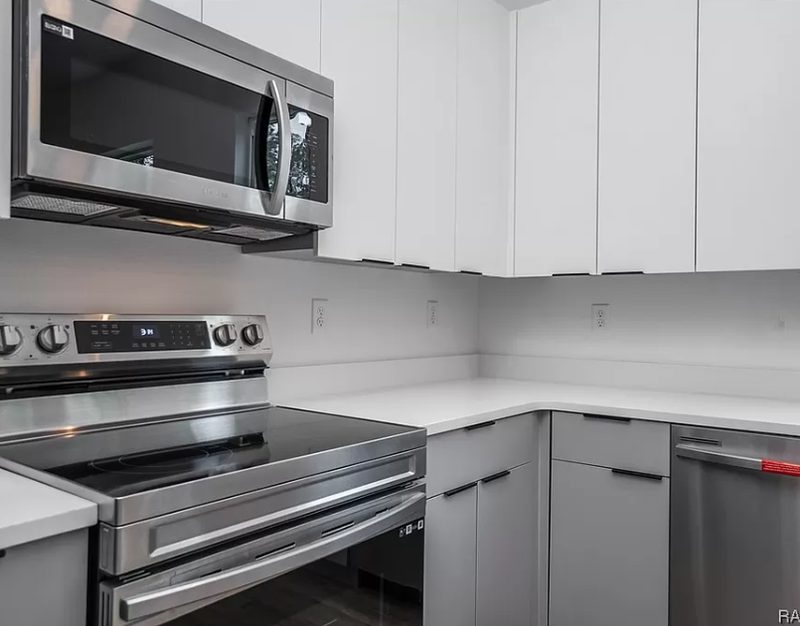Modern kitchen with stainless steel appliances
