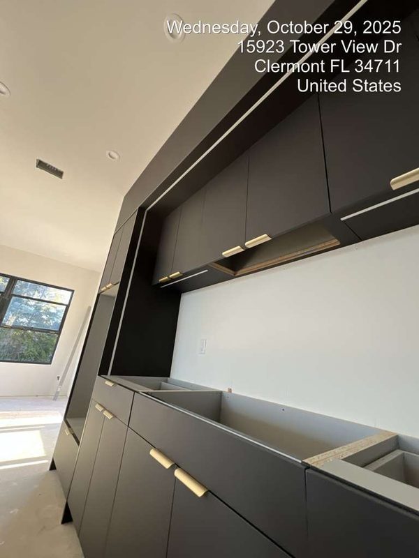 Contemporary kitchen with integrated black cabinetry