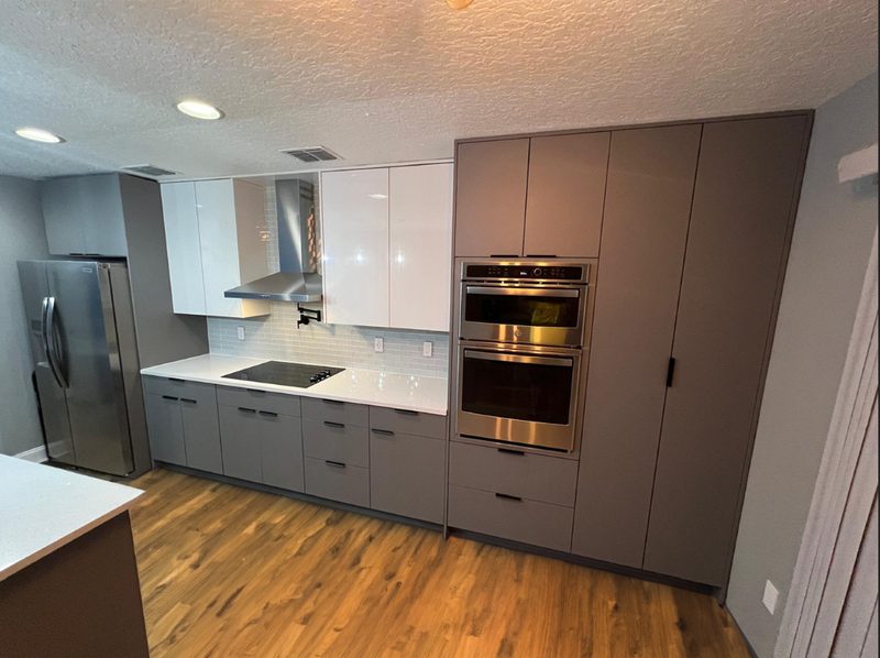 Modern kitchen with custom cabinetry and appliances