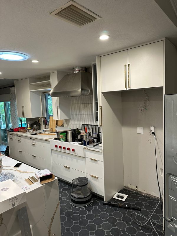 Contemporary Kitchen with Custom White Cabinetry